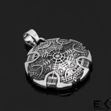 Load image into Gallery viewer, ENXICO Aegishjalmur Helm of Awe Pendant Necklace ? 316L Stainless Steel ? Nordic Scandinavian Viking Jewelry