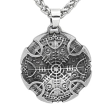 Load image into Gallery viewer, ENXICO Aegishjalmur Helm of Awe Pendant Necklace ? 316L Stainless Steel ? Nordic Scandinavian Viking Jewelry