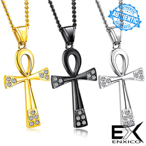 ENXICO Ankh Cross Ancient Egyptian Life Symbol Pendant Necklace ? 316L Stainless Steel ? Ancient Egyptian Hieroglyphic Jewelry