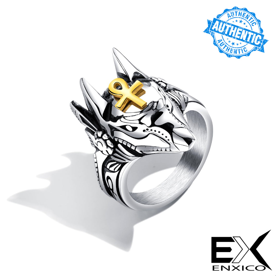 ENXICO Anubis The Ancient Egyptian God of Dead Ring ? 316L Stainless Steel ? Ancient Egyptian God Jewelry