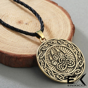 ENXICO Bear Paw Pendant Necklace with Celtic Knot Circle Surrounding ? Gold Color ? Irish Celtic Jewelry