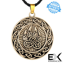 Load image into Gallery viewer, ENXICO Bear Paw Pendant Necklace with Celtic Knot Circle Surrounding ? Gold Color ? Irish Celtic Jewelry