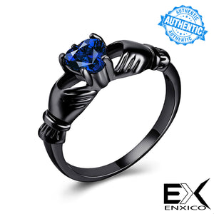 ENXICO Black Caddagh Heart Ring for Women ? 316L Stainless Steel ? Irish Celtic Jewelry (Black, 10)