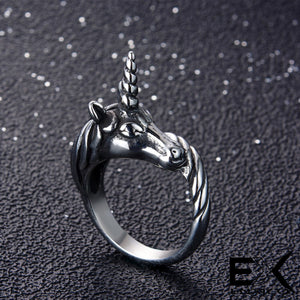 ENXICO Black Unicorn Ring for Men ? Best Gift for Unicorn Lover ? 316L Stailess Steel ? Legendary Animal Jewelry