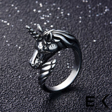Load image into Gallery viewer, ENXICO Black Unicorn Ring for Men ? Best Gift for Unicorn Lover ? 316L Stailess Steel ? Legendary Animal Jewelry