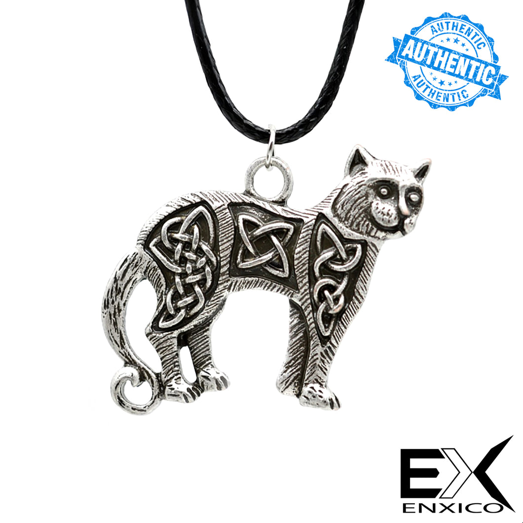 ENXICO Cat Pendant Necklace with Celtic Knots Pattern ? Celtic Zodiac Animal Spirit Symbol ? Irish Celtic Jewelry