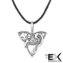 Load image into Gallery viewer, GUNGNEER Celtic Cat with Triquetra Knot Pendant Necklace ? Celtic Zodiac Animal Symbol ? Irish Celtic Jewelry