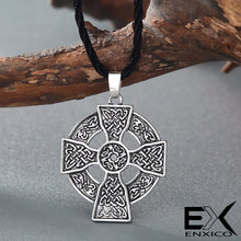 Load image into Gallery viewer, ENXICO Celtic Cross Amulet Pendant Necklace for Women &amp; Men ? Silver Color ? Irish Celtic Jewelry