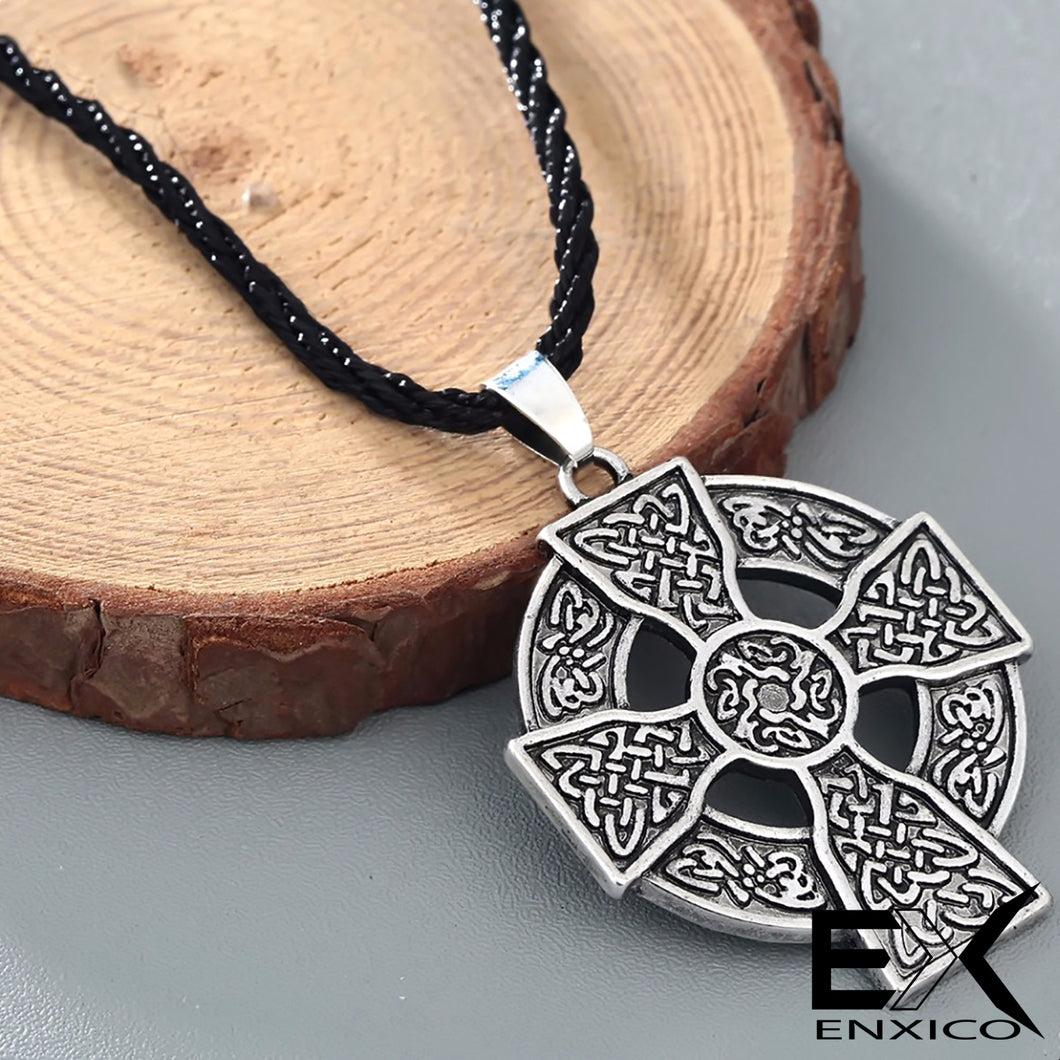 ENXICO Celtic Cross Amulet Pendant Necklace for Women & Men ? Silver Color ? Irish Celtic Jewelry