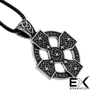 ENXICO Celtic Cross Amulet Pendant Necklace for Women & Men with Celtic Knot Pattern ? Silver Color ? Irish Celtic Jewelry