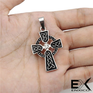 ENXICO Celtic Cross Charm Pendant Necklace for Women & Men ? Pewter ? Irish Celtic Jewelry