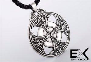 ENXICO Celtic Cross Medallion Pendant Necklace for Women & Men ? Silver Color ? Irish Celtic Jewelry