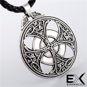 ENXICO Celtic Cross Medallion Pendant Necklace for Women & Men ? Silver Color ? Irish Celtic Jewelry