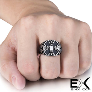 ENXICO Cross Ring with Triquetra Celtic Knot Pattern ? 316L Stainless Steel ? Irish Celtic Jewelry (10)