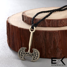 Load image into Gallery viewer, ENXICO Double Headed Viking Axe Amulet Pendant Necklace ? Gold Color ? Norse Scandinavian Viking Jewelry
