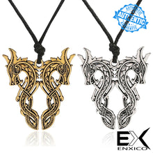 Load image into Gallery viewer, ENXICO Double Norse Viking Dragon Pendant Necklace ? Mythological Animal Spirit Symbol ? Nordic Scandinavian Jewelry