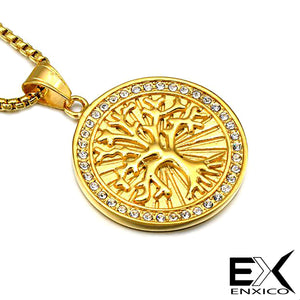 ENXICO Golden Tree of Life Pendant Necklace ? 316 L Stainless Steel ? World Tree Jewelry for Women