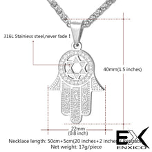 Load image into Gallery viewer, ENXICO Hansa The Hand of Fatima with Star of David Charm Pendant Necklace ? 316L Stainless Steel ? Ancient Jewish Jewelry (Gold)