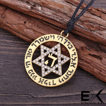 Load image into Gallery viewer, ENXICO Hexagram Star of David Amulet Pendant Necklace with Magical Hebrew Circle ? God&#39;s Protection Symbol