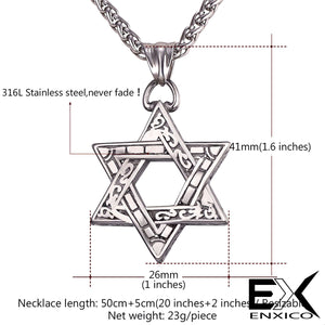 ENXICO Hexagram Star of David Pendant Necklace ? 316L Stainless Steel ? Historical Jewish Symbol Jewelry