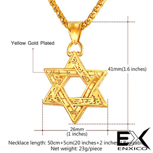 ENXICO Hexagram Star of David Pendant Necklace ? 316L Stainless Steel ? Historical Jewish Symbol Jewelry