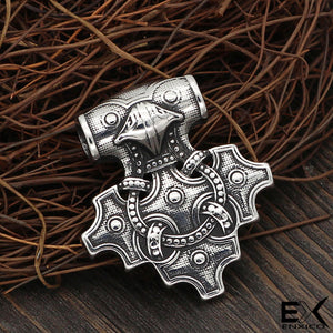 ENXICO Hiddensee Thor’s Hammer Pendant Necklace ? 316L Stainless Steel ? Nordic Scandinavian Viking Jewelry
