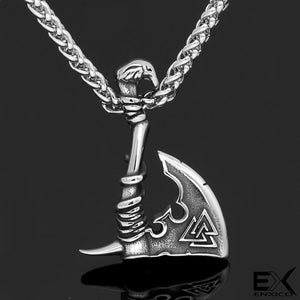 ENXICO Huge Viking Battle Axe with Valnut Pattern ? 316L Stainless Steel ? Nordic Scandinavian Viking Jewelry