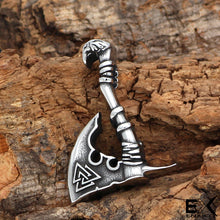 Load image into Gallery viewer, ENXICO Huge Viking Battle Axe with Valnut Pattern ? 316L Stainless Steel ? Nordic Scandinavian Viking Jewelry