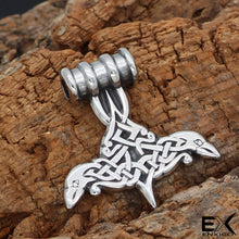 Load image into Gallery viewer, ENXICO Huginn and Muninn Ravens Hammer Pendant Necklace ? 316L Stainless Steel ? Nordic Scandinavian Viking Jewelry