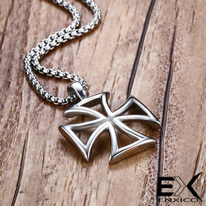 ENXICO Knights Templar Cross Pendant Necklace ? 316L Stainless Steel ? Christian Jewelry