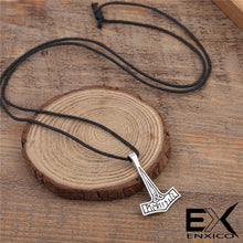 Load image into Gallery viewer, ENXICO Mjolnir Thor&#39;s Hammer Pendant Necklace with Triquetra Symbol Pattern ? Gold Color ? Nordic Scandinavian Viking Jewelry