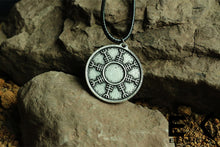 Load image into Gallery viewer, ENXICO Modified Helm of Awe The Aegishjalmur Pendant Necklace ? Light Grey Color ? Norse Scandinavian Viking Jewelry