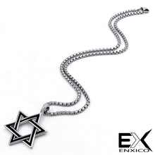 Load image into Gallery viewer, ENXICO Star of David Amulet Hexagram Pendant Necklace ? 316L Stainless Steel (20)