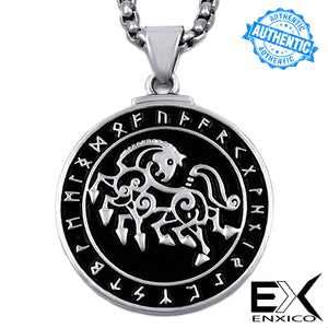 ENXICO Odin's 8 Legged Horse Sleipnir Pedant Necklace with Rune Circle ? Nordic Scandinavian Viking Jewelry (20)
