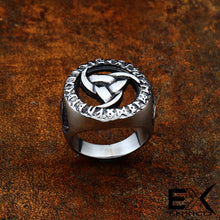 Load image into Gallery viewer, ENXICO Odin&#39;s Symbol The Tripple Horn Ring ? 316L Stainless Steel ? Norse Scandinavian Viking Jewelry