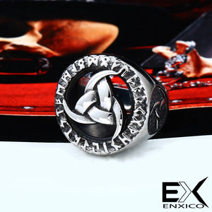 ENXICO Odin's Symbol The Tripple Horn Ring ? 316L Stainless Steel ? Norse Scandinavian Viking Jewelry (10)