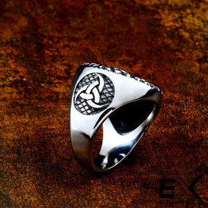 ENXICO Odin's Symbol The Tripple Horn Ring ? 316L Stainless Steel ? Norse Scandinavian Viking Jewelry