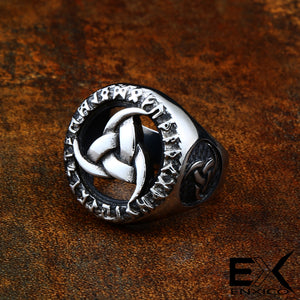 ENXICO Odin's Symbol The Tripple Horn Ring ? 316L Stainless Steel ? Norse Scandinavian Viking Jewelry (10)