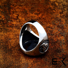 Load image into Gallery viewer, ENXICO Odin&#39;s Symbol The Tripple Horn Ring ? 316L Stainless Steel ? Norse Scandinavian Viking Jewelry (10)