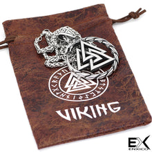 Load image into Gallery viewer, ENXICO Odin&#39;s Valknut with Jormungandr Midgard Serpent Surrounding Pendant Necklace ? 316L Stainless Steel ? Nordic Scandinavian Viking Jewelry