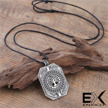 Load image into Gallery viewer, ENXICO Shield Amulet Pendant Necklace with Yggdrasil Tree of Life Pattern ? Gold Color ? Norse Scandinavia Viking Jewelry