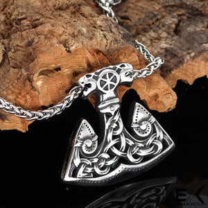 ENXICO Slavic Axe of Perun Amulet Pendant Necklace with Celtic Knot Patterns ? 316L Stainless Steel ? Ancient Slavs Jewelry
