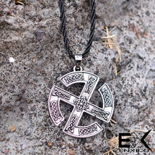 Load image into Gallery viewer, ENXICO Sun Cross Pendant Necklace with Celtic Knots Pattern ? Silver Color ? Nordic Scandinavian Viking Jewelry