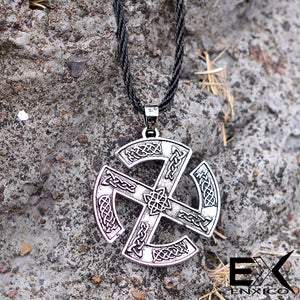 ENXICO Sun Cross Pendant Necklace with Celtic Knots Pattern ? Silver Color ? Nordic Scandinavian Viking Jewelry