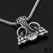 Load image into Gallery viewer, ENXICO Tanngrisnir and Tanngnjóstr Goats Thor&#39;s Hammer Pendant Necklace ? 316L Stainless Steel ? Nordic Scandinavian Viking Jewelry