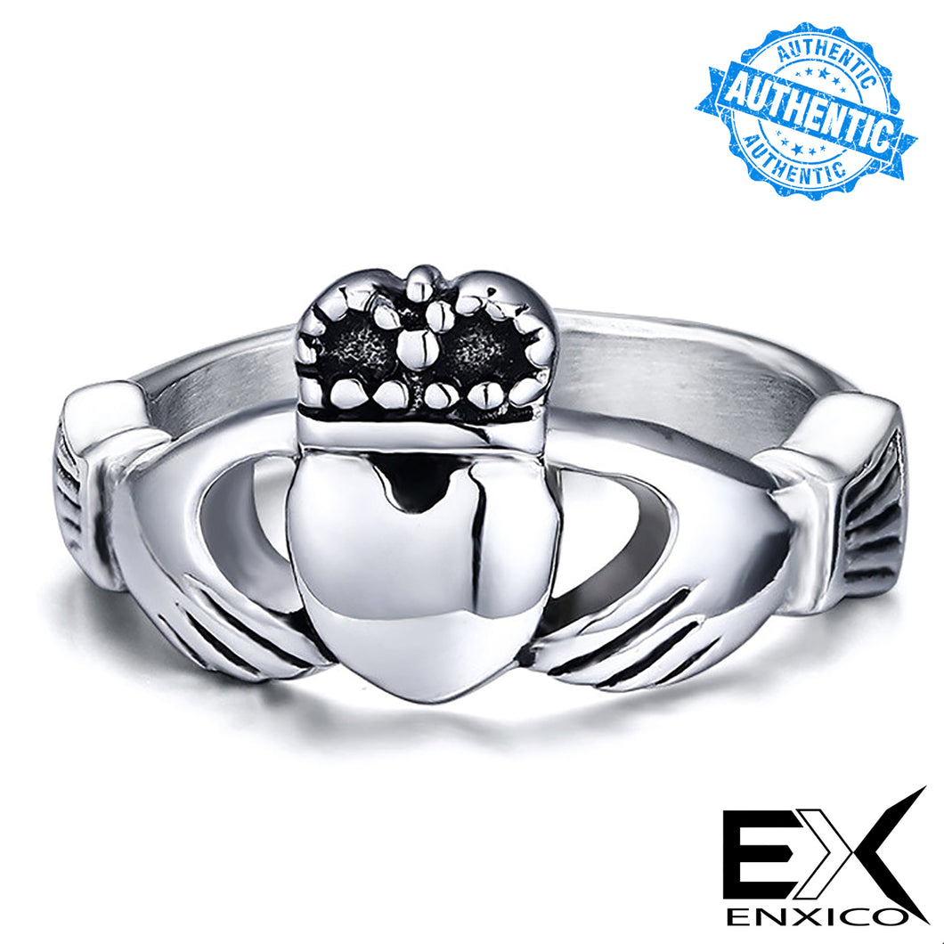 ENXICO Traditional Caddagh Heart Ring for Women ? 316L Stainless Steel ? Irish Celtic Jewelry