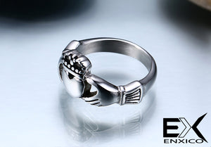 ENXICO Traditional Caddagh Heart Ring for Women ? 316L Stainless Steel ? Irish Celtic Jewelry