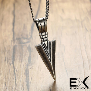 ENXICO Tribal Spearhead Symbol Pendant Necklace ? 316L Stainless Steel ? Tribal Style Jewelry (Gold)