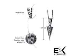 Load image into Gallery viewer, ENXICO Tribal Spearhead Symbol Pendant Necklace ? 316L Stainless Steel ? Tribal Style Jewelry
