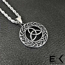 Load image into Gallery viewer, ENXICO Trinity Celtic Knot with Sailor’s Knot Circle Pendant Necklace ? 316L Stainless Steel ? Irish Celtic Jewelry